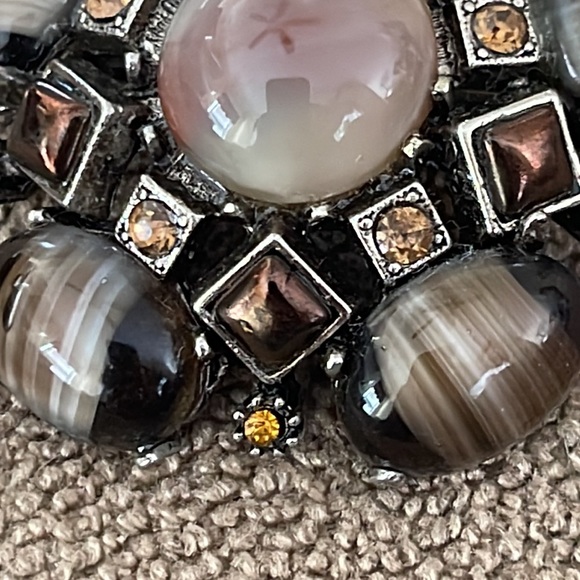 Gerard Yosca Brooch Pin Earthtones Stones Silver Tone - Picture 3 of 5